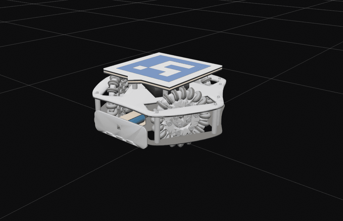 A simulated robot driven through Tinca in the browser